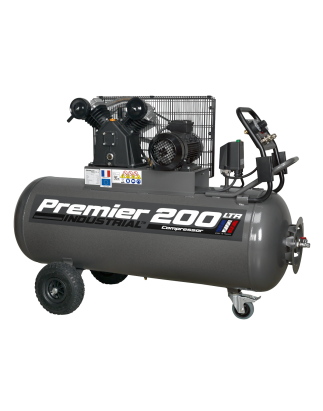 Premier 200L Belt Drive Air Compressor with Front Control Panel 3hp 415V 3ph