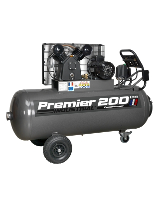 Premier 200L Belt Drive Air Compressor with Front Control Panel 3hp 415V 3ph