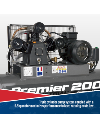 Premier 200L Belt Drive Air Compressor 5.5hp 3ph