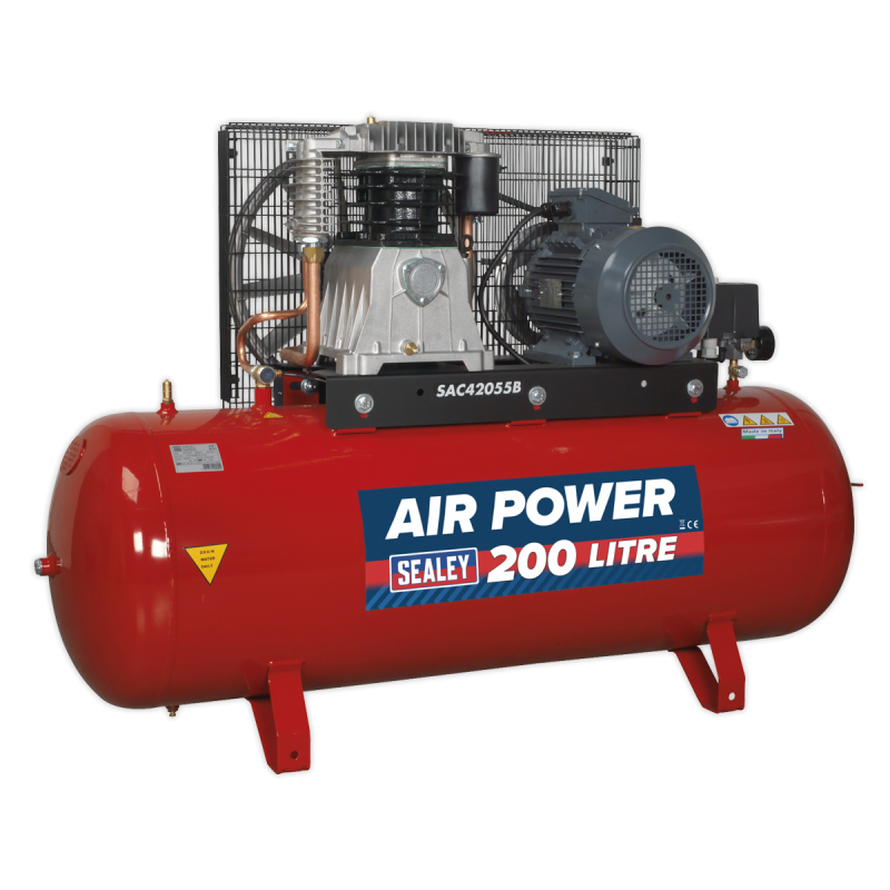 200L Belt Drive Air Compressor with Cast Cylinders 5.5hp 3ph 2-Stage