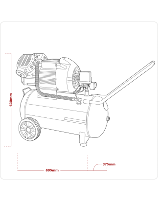 50L V-Twin Direct Drive Air Compressor 3hp