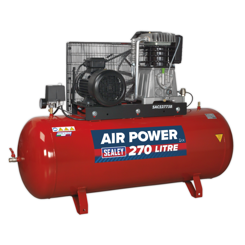 270L Belt Drive Air Compressor with Cast Cylinders 7.5hp 3ph 2-Stage