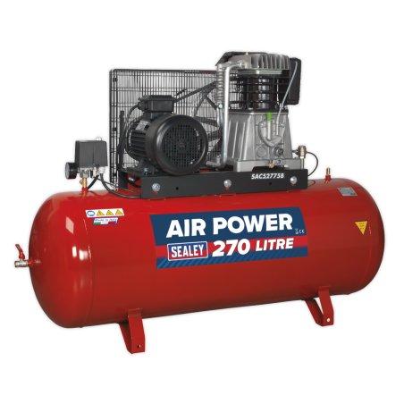 270L Belt Drive Air Compressor with Cast Cylinders 7.5hp 3ph 2-Stage