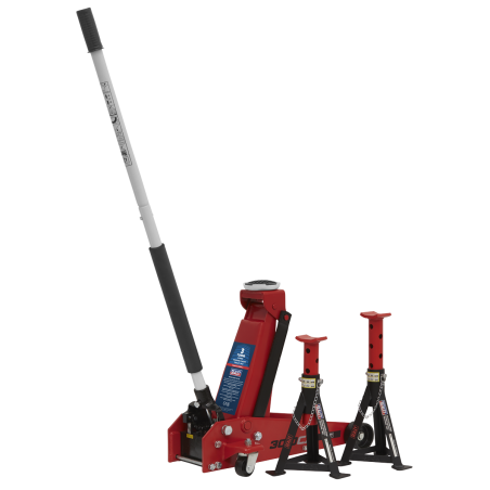 Standard Chassis Trolley Jack 3 Tonne with Axle Stands (Pair) 3 Tonne Capacity per Stand