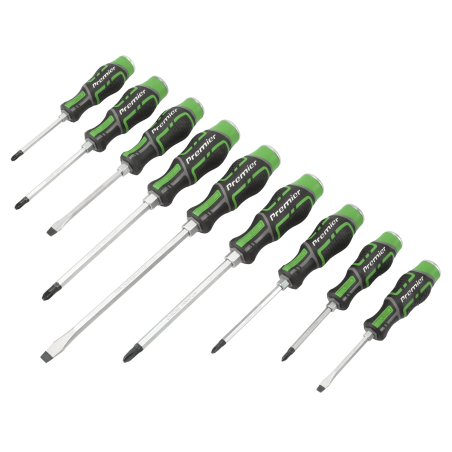 Hammer-Thru Screwdriver Set Hi-Vis Green 9pc