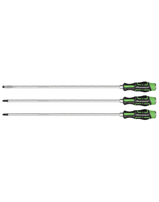 Extra-Long Hammer-Thru Screwdriver Set Hi-Vis Green 450mm 3pc