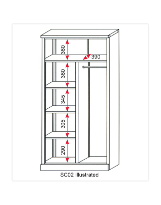 Armoire de sol 4 étagères plus tringle suspendue 2 portes