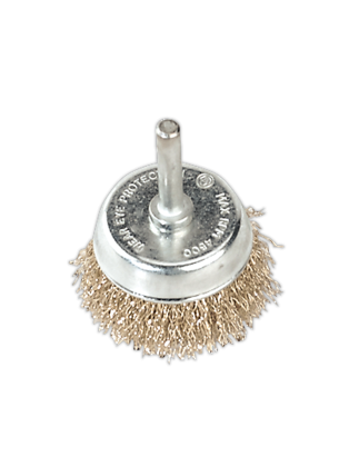 Brosse boisseau à fils crêpés Ø50mm avec tige Ø6mm