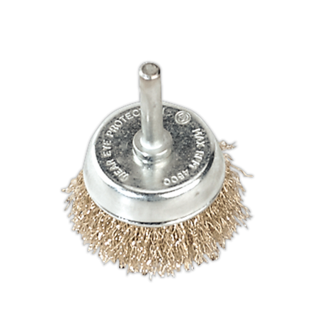 Brosse boisseau à fils crêpés Ø50mm avec tige Ø6mm