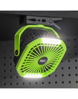 4-Speed Portable Clip Fan with Worklight 8"