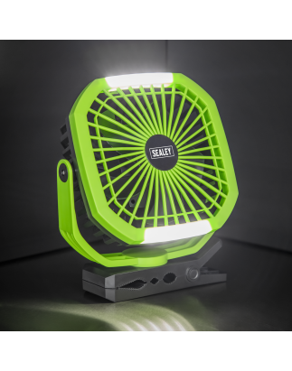 4-Speed Portable Clip Fan with Worklight 8"