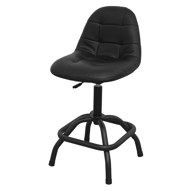 Premier Industrial Pneumatic Workshop Stool with Adjustable Height Swivel Seat & Back Rest