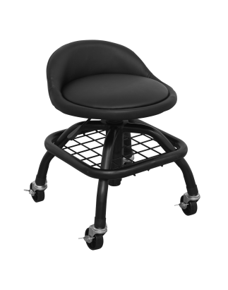 Premier Industrial Pneumatic Creeper Stool with Adjustable Height Swivel Seat & Back Rest