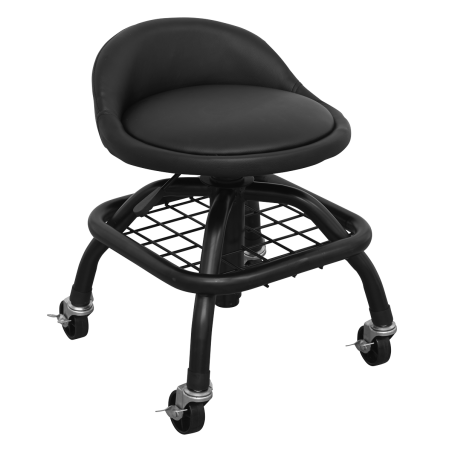 Premier Industrial Pneumatic Creeper Stool with Adjustable Height Swivel Seat & Back Rest