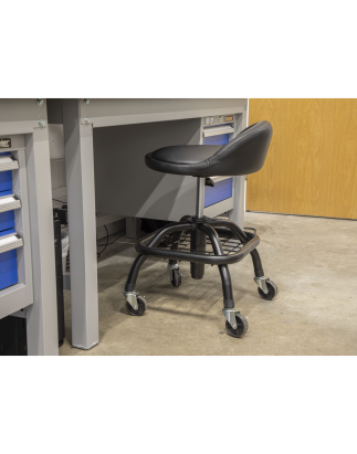 Premier Industrial Pneumatic Creeper Stool with Adjustable Height Swivel Seat & Back Rest