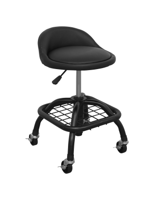 Premier Industrial Pneumatic Creeper Stool with Adjustable Height Swivel Seat & Back Rest