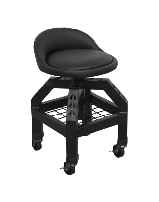 Premier Industrial Pneumatic Creeper Stool with Adjustable Height Swivel Seat & Back Rest