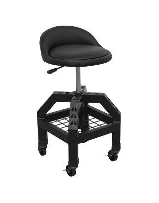 Premier Industrial Pneumatic Creeper Stool with Adjustable Height Swivel Seat & Back Rest