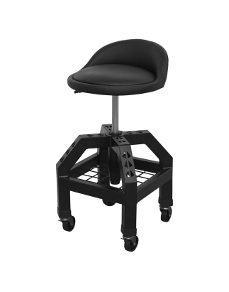 Premier Industrial Pneumatic Creeper Stool with Adjustable Height Swivel Seat & Back Rest