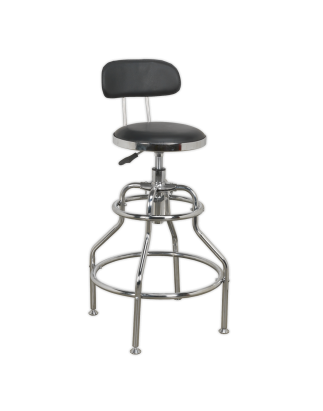 Pneumatic Workshop Stool with Adjustable Height Swivel Seat & Back Rest