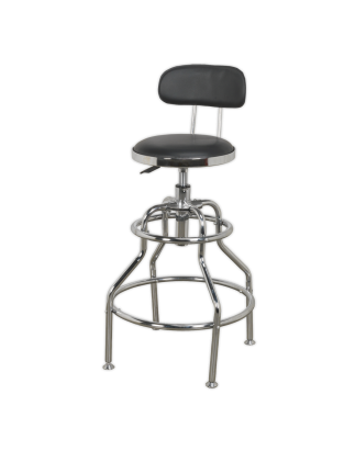 Pneumatic Workshop Stool with Adjustable Height Swivel Seat & Back Rest