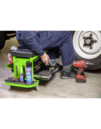 Mechanic's Utility Seat & Toolbox - Green