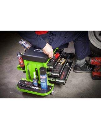 Mechanic's Utility Seat & Toolbox - Green