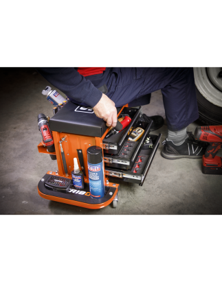 Mechanic's Utility Seat & Toolbox - Orange