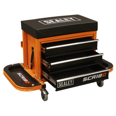 Mechanic's Utility Seat & Toolbox - Orange