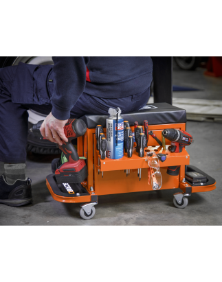 Mechanic's Utility Seat & Toolbox - Orange