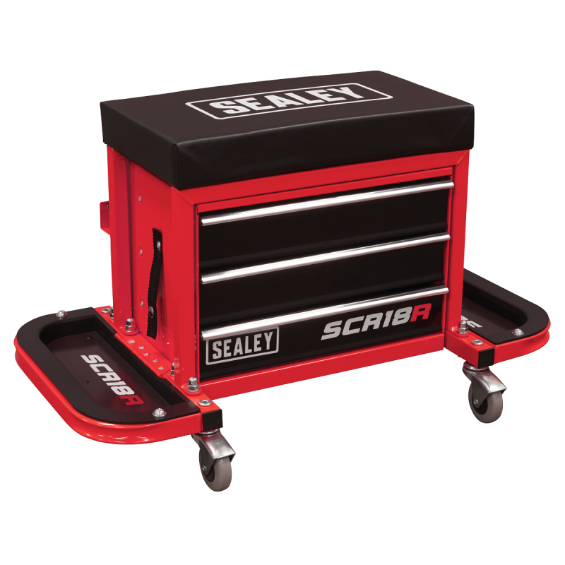 Mechanic's Utility Seat & Toolbox - Red