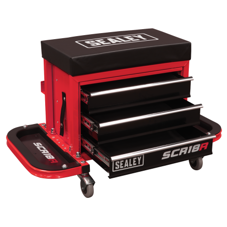 Mechanic's Utility Seat & Toolbox - Red