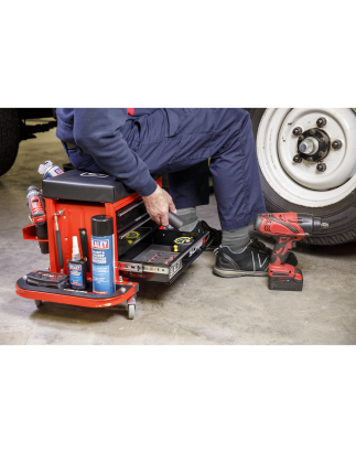 Mechanic's Utility Seat & Toolbox - Red