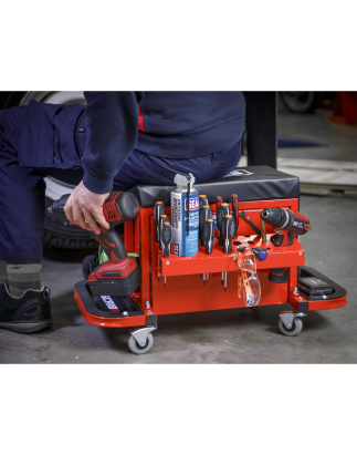 Mechanic's Utility Seat & Toolbox - Red