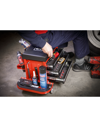 Mechanic's Utility Seat & Toolbox - Red