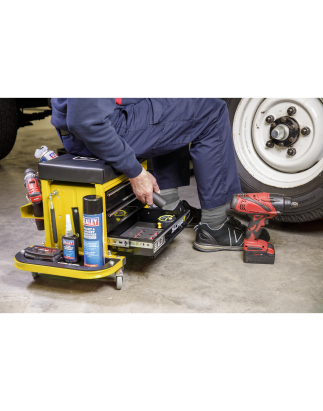 Mechanic's Utility Seat & Toolbox - Yellow