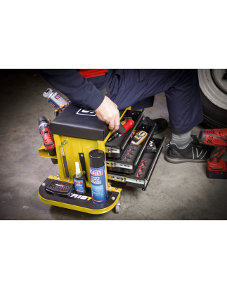 Mechanic's Utility Seat & Toolbox - Yellow