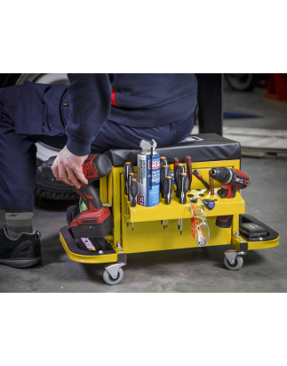 Mechanic's Utility Seat & Toolbox - Yellow