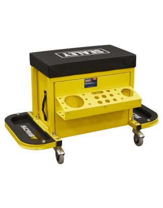 Mechanic's Utility Seat & Toolbox - Yellow