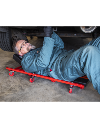 American-Style Deluxe Creeper with Steel Frame, 6 Wheels & Adjustable Headrest 40"