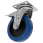 Heavy-Duty Blue Elastic Rubber Swivel Castor Wheel with Total Lock Ø125mm - Trade