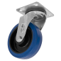 Heavy-Duty Blue Elastic Rubber Swivel Castor Wheel Ø160mm - Trade