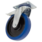 Heavy-Duty Blue Elastic Rubber Castor Wheel Swivel with Total Lock Ø200mm - Trade