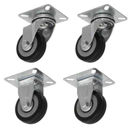 4pc Castor Wheel Combo - Fixed & Swivel Plate Ø50mm