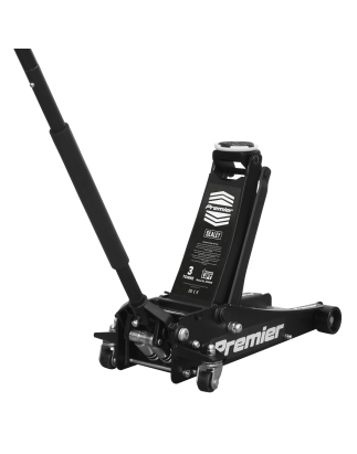 Premier Low Profile Trolley Jack with Rocket Lift 3 Tonne - Black