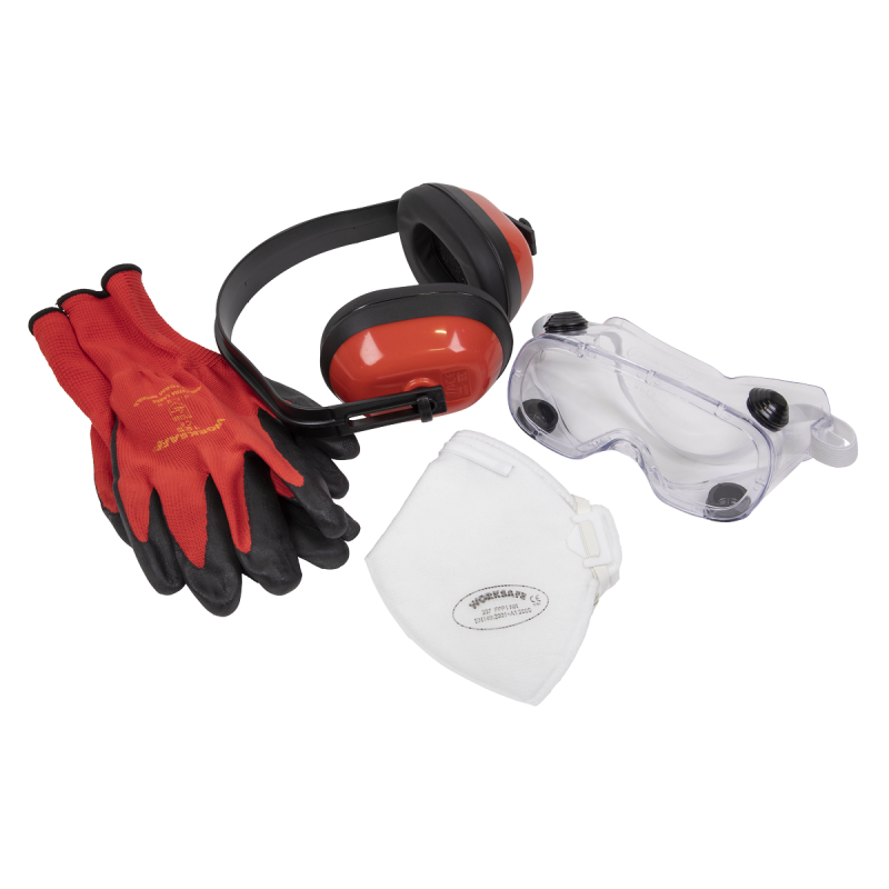 Worksafe® Flexi Grip Gloves, FFP1 Mask, Goggles & Ear Defenders