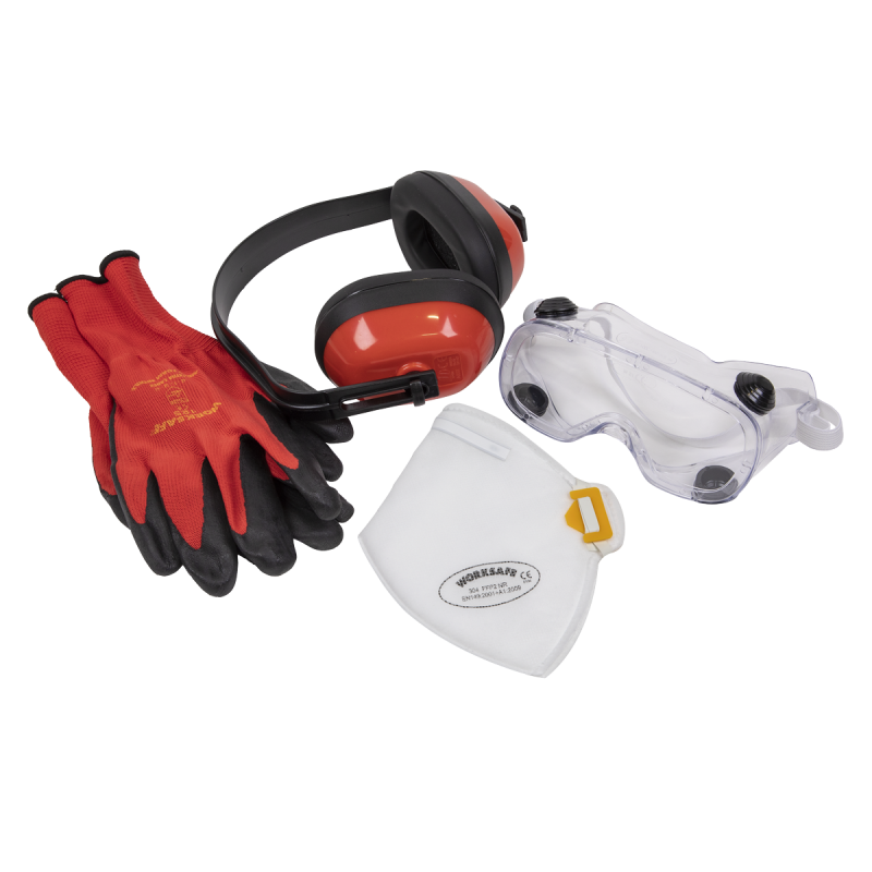 Worksafe® Flexi Grip Gloves, FFP2 Mask, Goggles & Ear Defenders