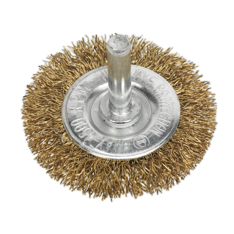 Brosse à fil plat serti Ø50mm avec tige de 6mm