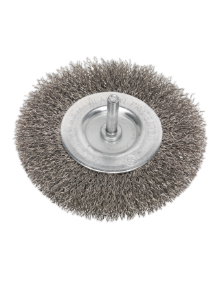 Crimped Flat Wire Brush Stainless Steel Ø100mm Ø6mm Shaft