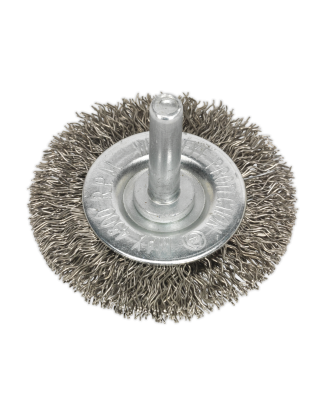 Brosse Fil Plat Serti Inox Ø50mm Axe Ø6mm